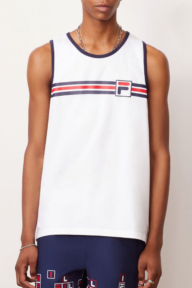 Fila Quillan Tank White T-Shirt Mens - NZ 08249-TQZW